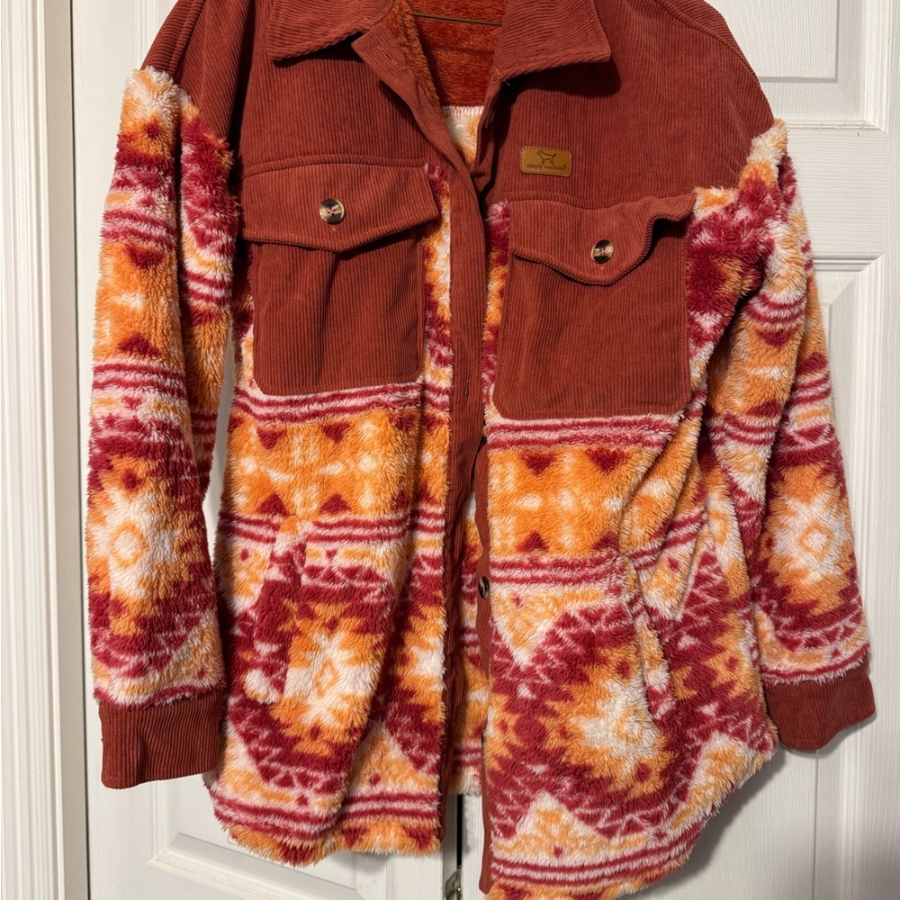 Simply Southern Red and Orange Patterned Jacket